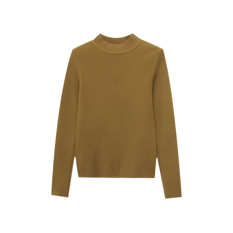 Damen Strickoberteil Figurbetont Hohem Kragen Rippdetails Elegant