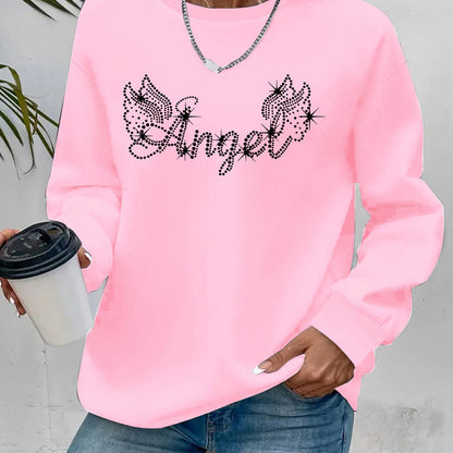 Damen Sweatshirt Glitzer Aufdruck Lässiger Schnitt Eveloria