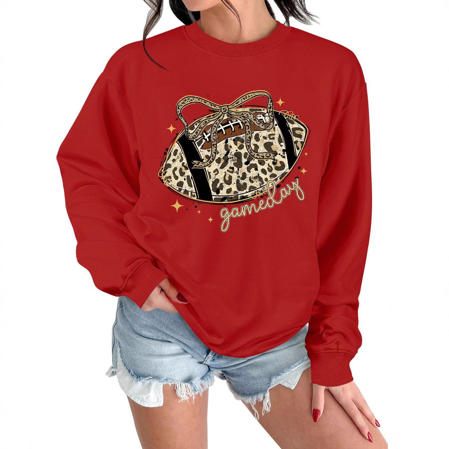 Damen Sweatshirt Sportmotiv Lässig Grau Eveloria - Eveloria