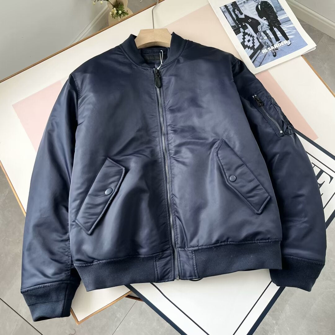Damen Kunstleder Bomberjacke mit Taschen