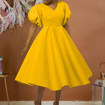 Damen Maxikleid mit Puffärmeln Elegantes Taillieren Eveloria - Eveloria