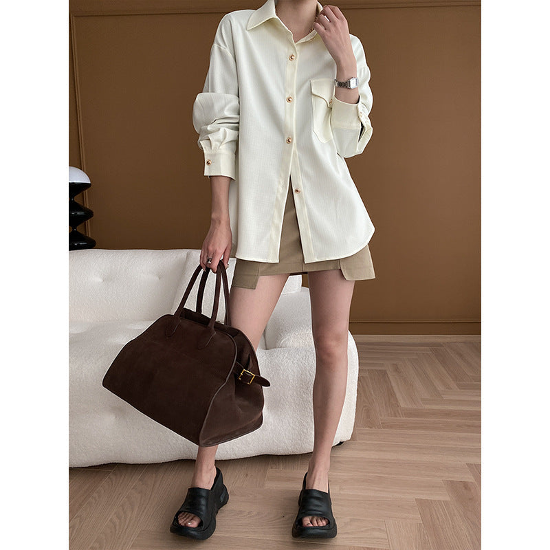 Damen Overshirtjacke Elegant Schnitt Hochwertig Eveloria