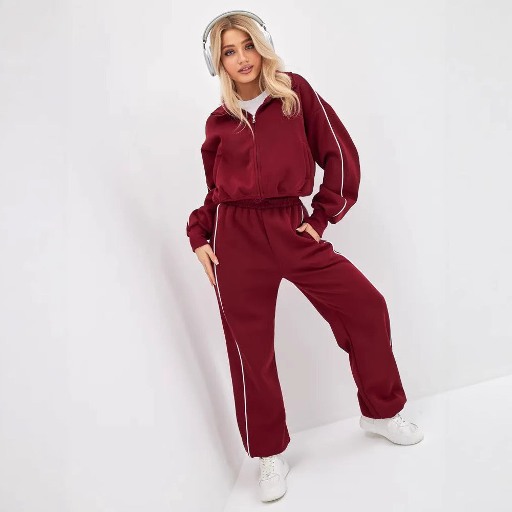 Damen Sportset Stehkragen Reißverschlusstaschen - Eveloria
