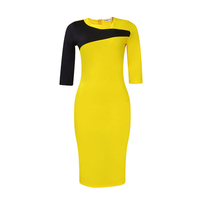 Damen Kleid mit Kontrastärmeln Figurbetont Eveloria