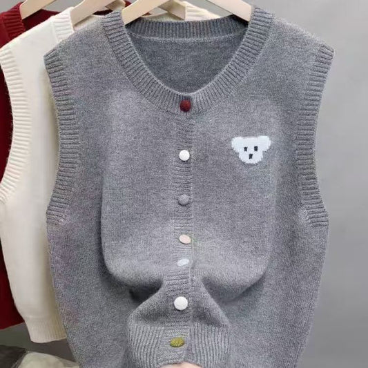 Damen Strickweste Bärenmotiv Eveloria - Eveloria