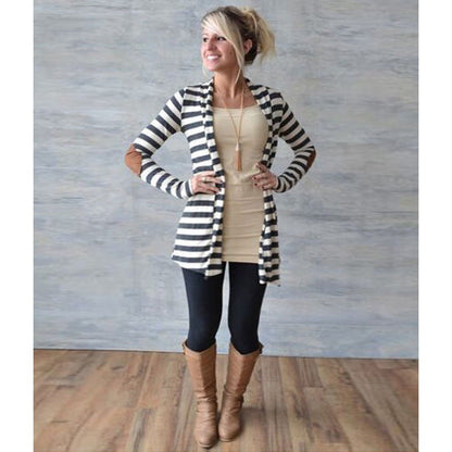 Damen Strickjacke mit Ellbogen-Patches und lässigem Design