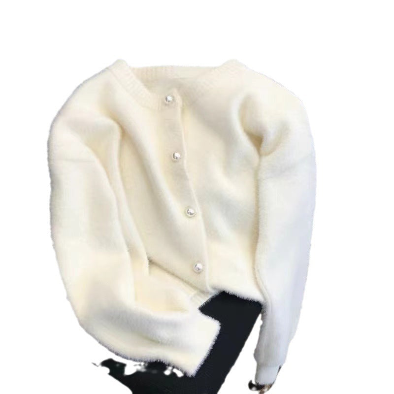 Damen Flauschiger Longpullover Rundhalsausschnitt