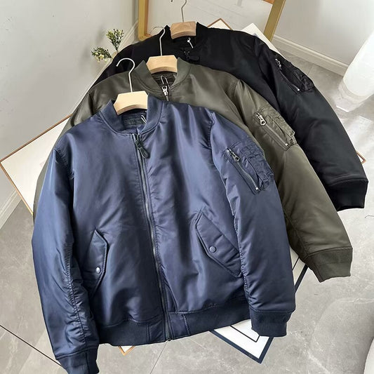 Damen Kunstleder Bomberjacke Schwarz mit Taschen - Eveloria