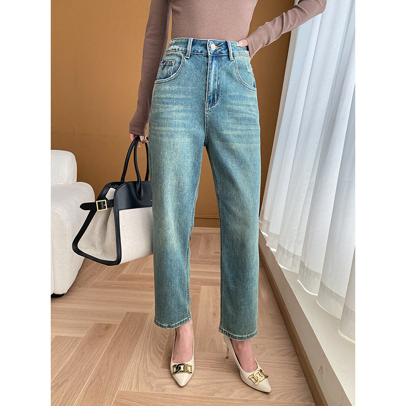 Damen High-Waist Jeans Lässiger Schnitt Nachhaltige Baumwolle - Eveloria