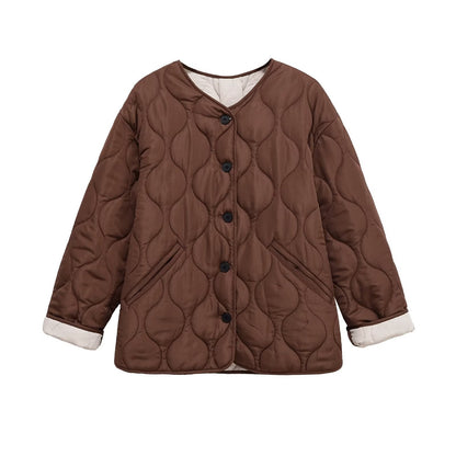Damen Steppjacke Modern Knopfdetails Schwarz Eveloria - Eveloria