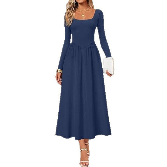 Damen Midi-Kleid mit Quadratausschnitt und langen Ärmeln Eveloria