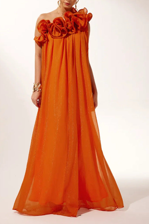Damen Maxikleid Rüschendesign Eveloria