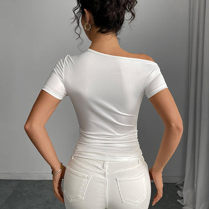 Damen Oberteil Asymmetrisch Floralmuster Eveloria