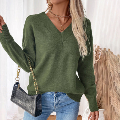 Damen Pullover V-Ausschnitt 3/4 Ärmel Lässig Eveloria
