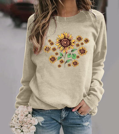 Damen Sweatshirt Floralmotiv Bequem Grün