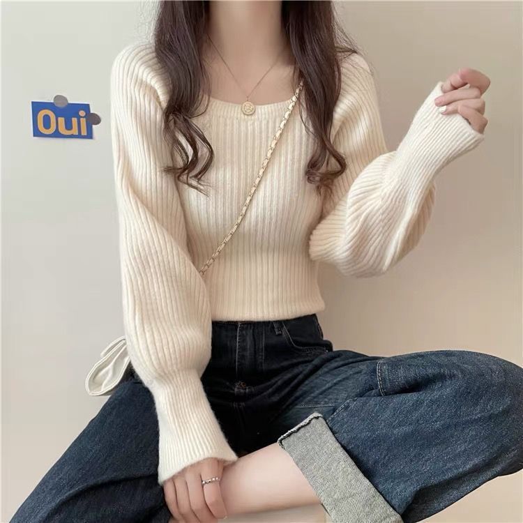 Damen Strickpullover Weit Ärmel Eveloria