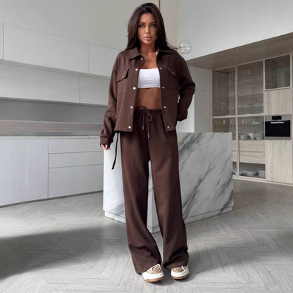 Damen Zweiteiler-Set mit Knöpfjacke und Hose