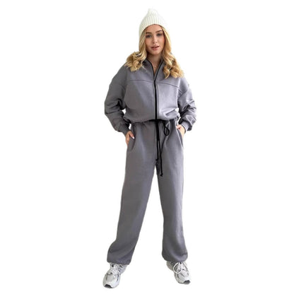 Damen Sportanzug Elastisch Gummibund Hochkragen