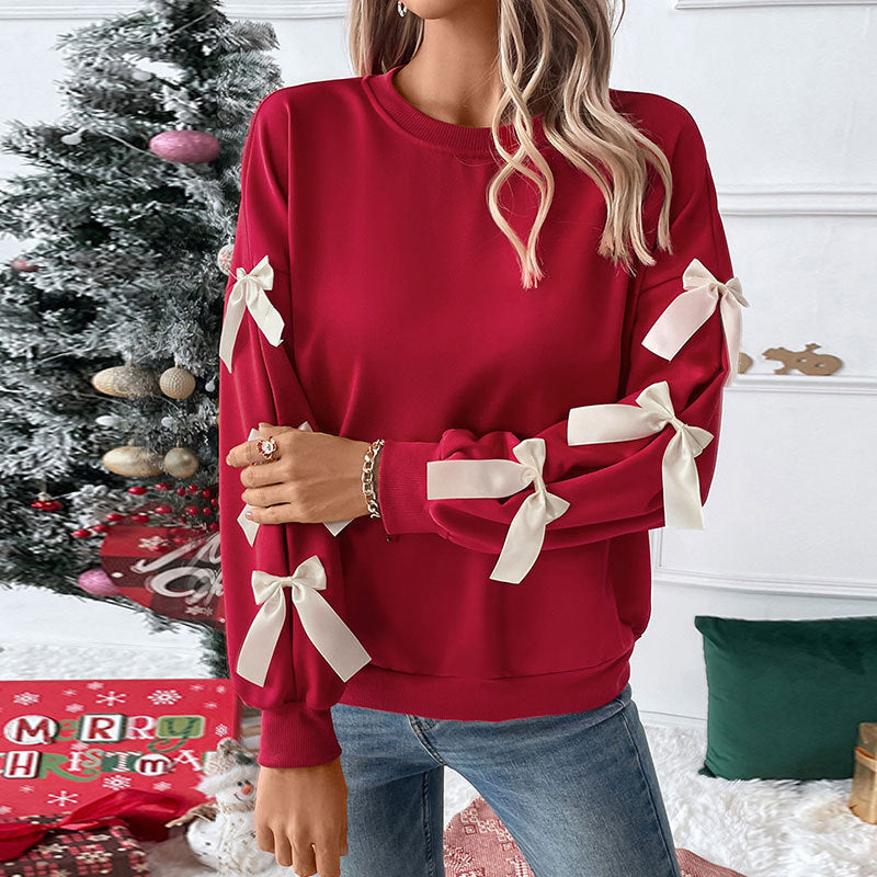 Damen Pullover Schleifen-Detail Kaschmir Braun
