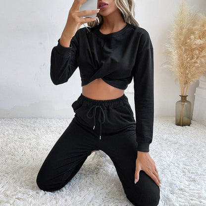 Damen Jumpsuit Elastischer Bund Knoten-Detail Eveloria