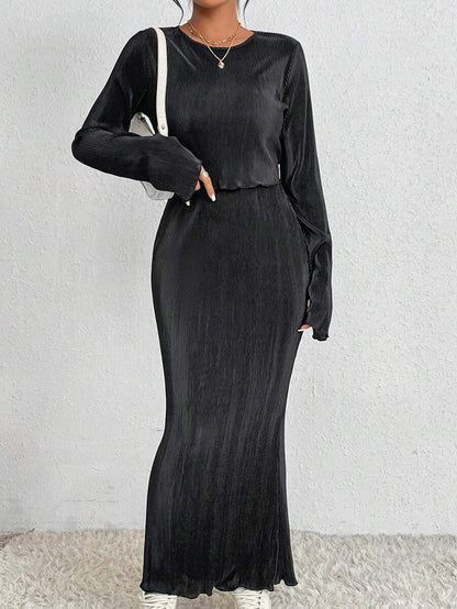Damen Maxikleid Langärmlig Figurbetont Eveloria