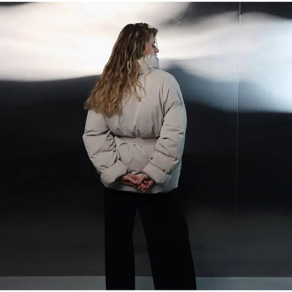 Damen Gefütterte Jacke Mit Bindegürtel Eveloria