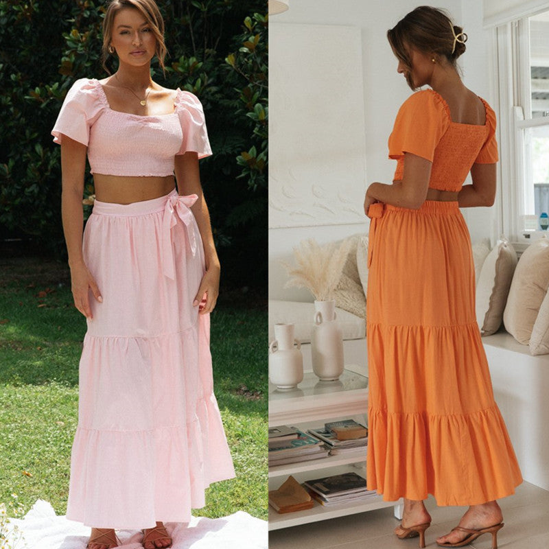 Damen Maxi-Rock und Puff-Crop- Set - Eveloria