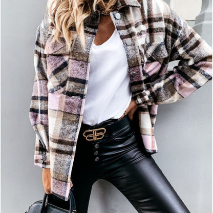 Eveloria Damen Karomuster Flanelljacke