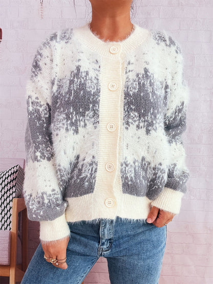 Damen Strickjacke Farbenfrohes Muster Eveloria