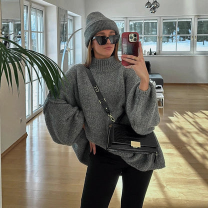 Damen Oversized Strickpullover Gemütlicher Schnitt Modern