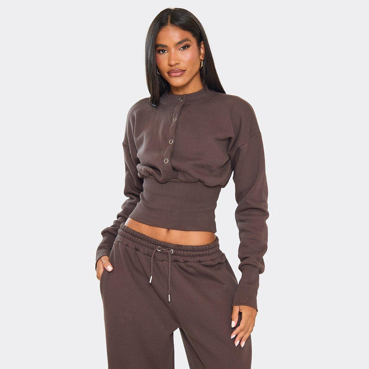 Eveloria Damen Sportset Cropped Sweatshirt und Trainingshose
