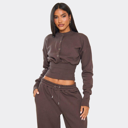Eveloria Damen Sportset Cropped Sweatshirt und Trainingshose