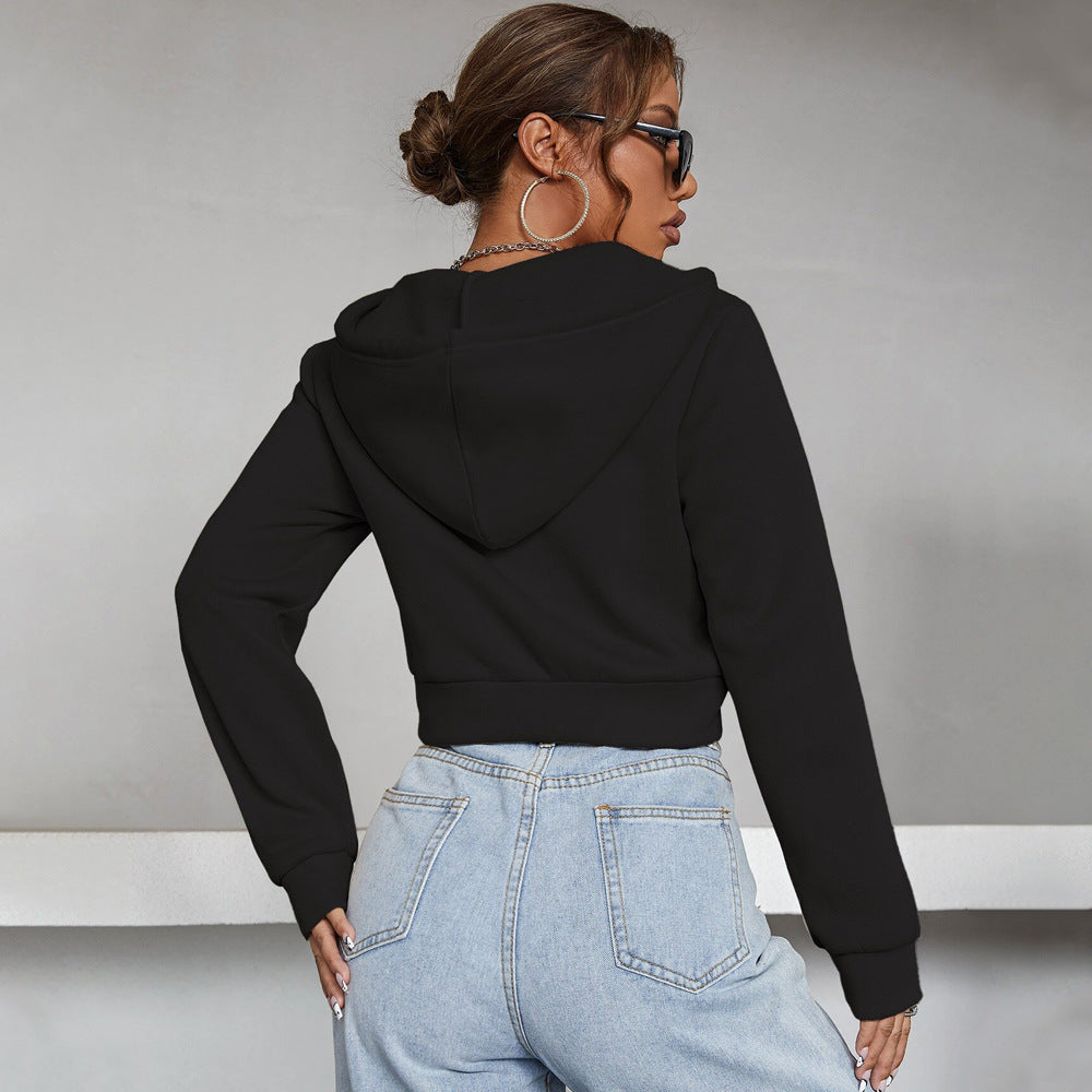 Damen Cropped Hoodiejacke Komfortabel Soft Eveloria