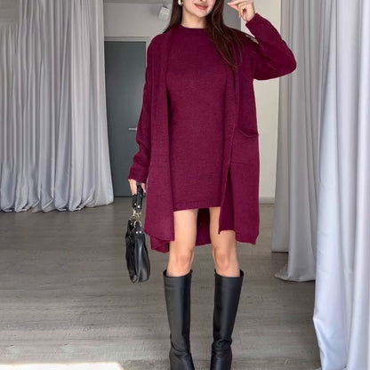 Damen Strickmantel Oversized mit Taschen Schwarz Eveloria - Eveloria