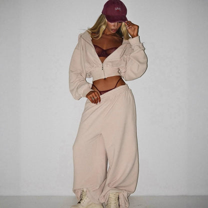 Damen Cropped Set Weites Elastisches Oberteil Set