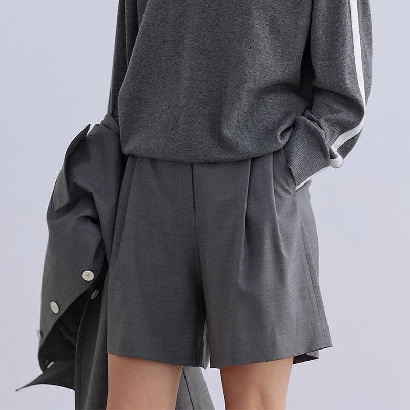 Damen Hotpants Hoher Bund Praktische Taschen Schwarz Eveloria - Eveloria