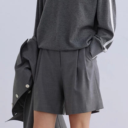 Damen Hotpants Hoher Bund Praktische Taschen Schwarz Eveloria - Eveloria