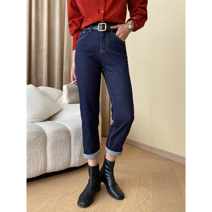 Damen Hochgeschnittene Jeans Umklappsaum Eveloria