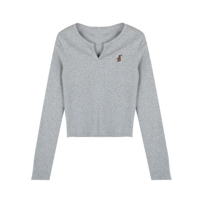 Damen Cropped Langarmshirt aus Baumwolle Eveloria