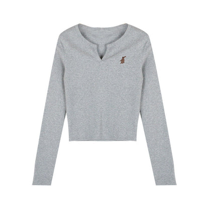 Damen Cropped Langarmshirt aus Baumwolle Eveloria