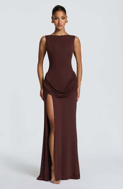 Damen Maxikleid Elegantes Design Raffinierte Drapierung