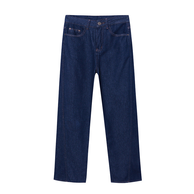 Damenweite Denim-Hose Hochbund Elegant Eveloria