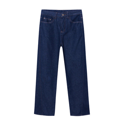 Damenweite Denim-Hose Hochbund Elegant Eveloria