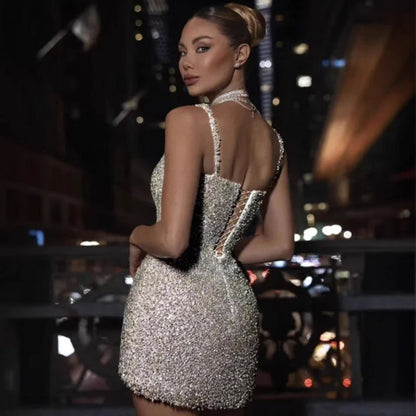 Damen Minikleid Pailletten Figurbetonter Schnitt