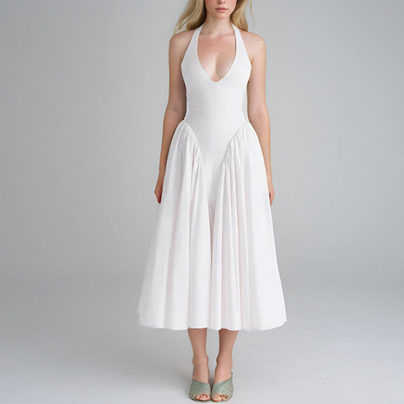 Damen Maxikleid V-Ausschnitt Fließend Rosa Eveloria - Eveloria
