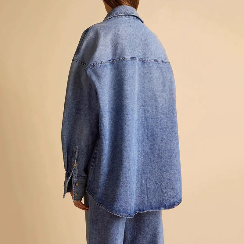 Damen Overshirt-Jacke Denim Blau Eveloria