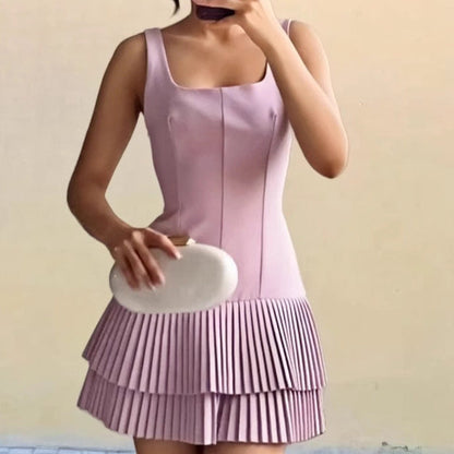Damen Kurzkleid Rüschendetails Fließend Eveloria
