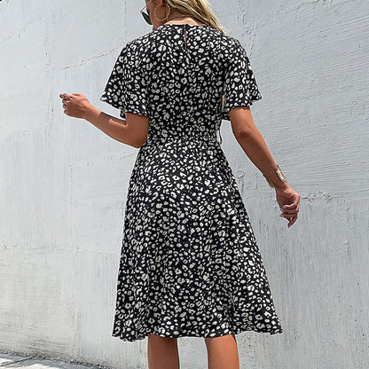 Damen Midikleid Tiermuster Elegant