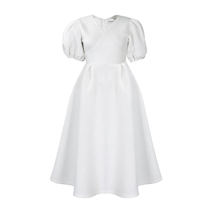 Damen Maxikleid mit Puffärmeln Elegantes Taillieren Eveloria