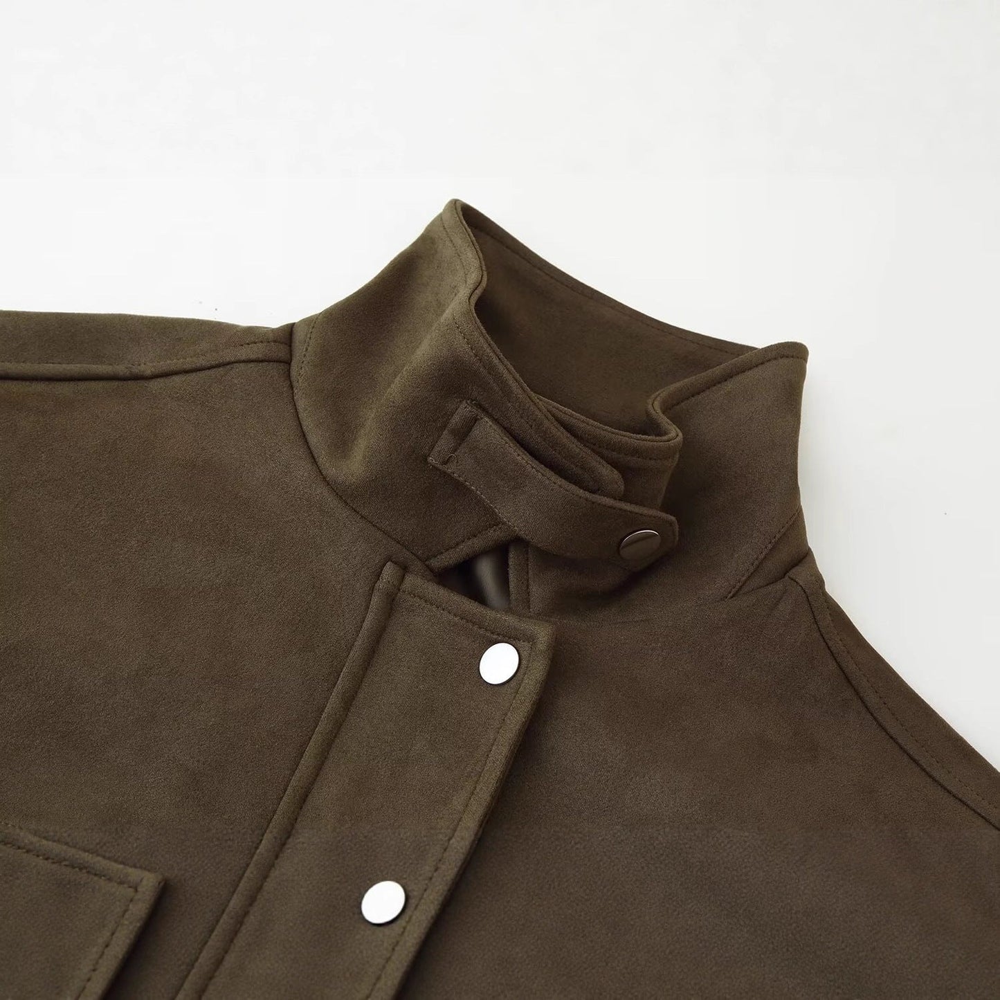 Damen Utility-Jacke Doppelbrusttaschen Reißverschluss Eveloria